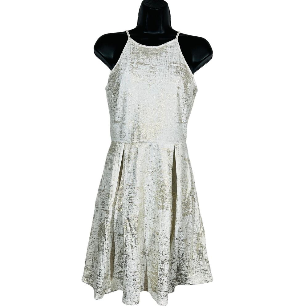 Monteau Los Angeles Metallic Halter Dress Mini Casual Cute - S